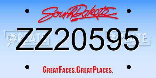 ZZ20595 South Dakota License Plate