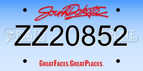 ZZ20852 South Dakota License Plate