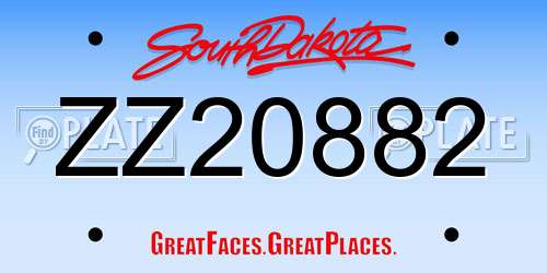 ZZ20882 South Dakota License Plate