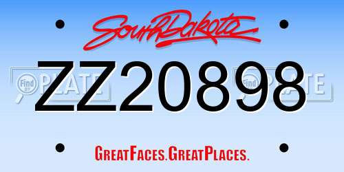 ZZ20898 South Dakota License Plate