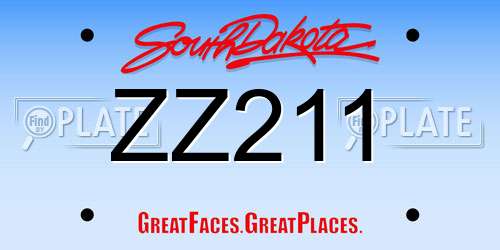 ZZ211 South Dakota License Plate