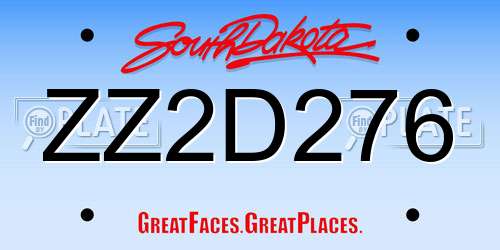 ZZ2D276 South Dakota License Plate