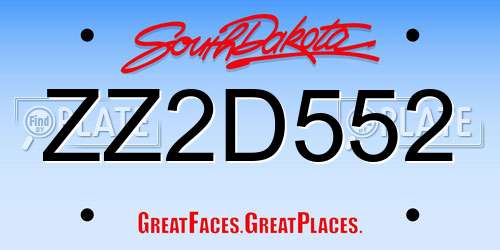 ZZ2D552 South Dakota License Plate