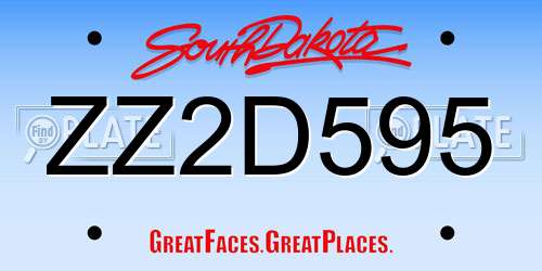 ZZ2D595 South Dakota License Plate