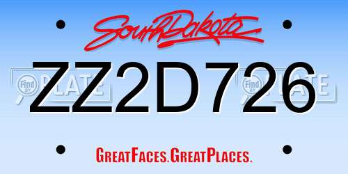 ZZ2D726 South Dakota License Plate