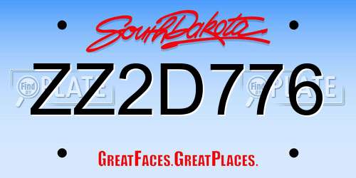 ZZ2D776 South Dakota License Plate