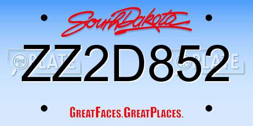 ZZ2D852 South Dakota License Plate