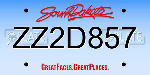 ZZ2D857 South Dakota License Plate