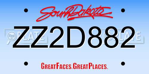 ZZ2D882 South Dakota License Plate