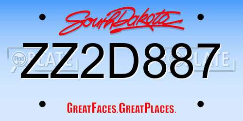 ZZ2D887 South Dakota License Plate