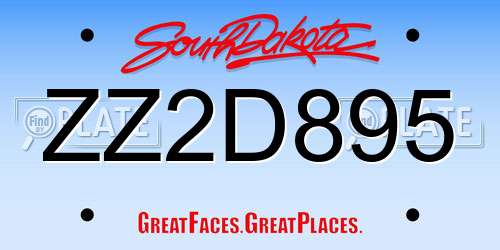 ZZ2D895 South Dakota License Plate