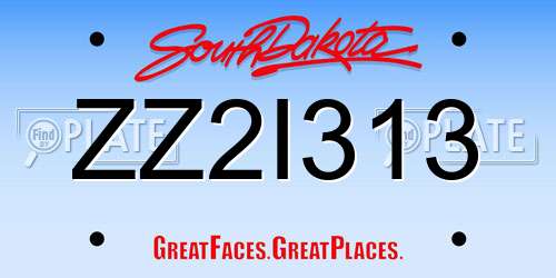 ZZ2I313 South Dakota License Plate