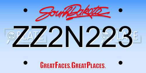ZZ2N223 South Dakota License Plate