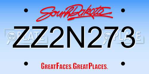 ZZ2N273 South Dakota License Plate