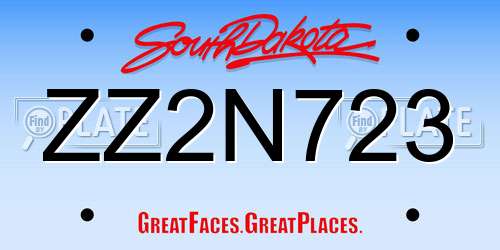 ZZ2N723 South Dakota License Plate
