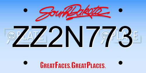 ZZ2N773 South Dakota License Plate