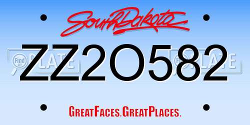 ZZ2O582 South Dakota License Plate