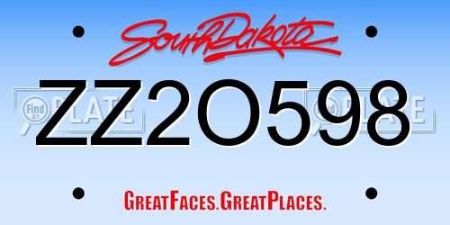 ZZ2O598 South Dakota License Plate