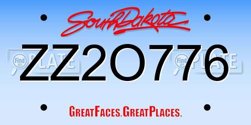 ZZ2O776 South Dakota License Plate