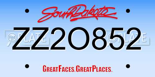 ZZ2O852 South Dakota License Plate