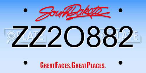 ZZ2O882 South Dakota License Plate