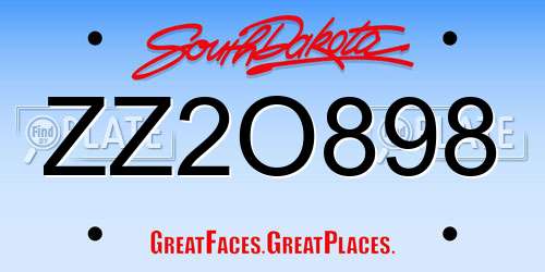 ZZ2O898 South Dakota License Plate