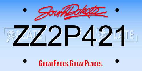ZZ2P421 South Dakota License Plate