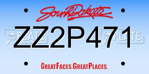 ZZ2P471 South Dakota License Plate