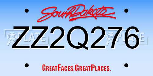ZZ2Q276 South Dakota License Plate
