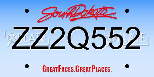 ZZ2Q552 South Dakota License Plate