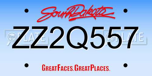 ZZ2Q557 South Dakota License Plate