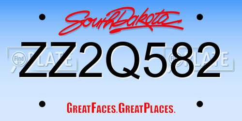 ZZ2Q582 South Dakota License Plate