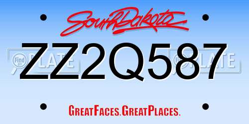 ZZ2Q587 South Dakota License Plate