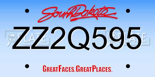 ZZ2Q595 South Dakota License Plate