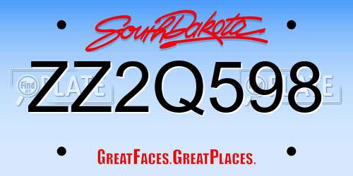 ZZ2Q598 South Dakota License Plate