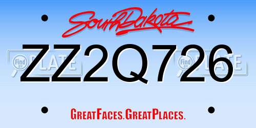 ZZ2Q726 South Dakota License Plate