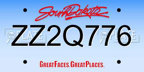 ZZ2Q776 South Dakota License Plate