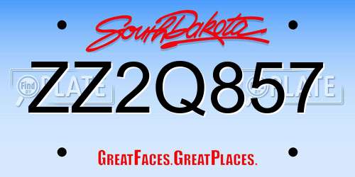 ZZ2Q857 South Dakota License Plate
