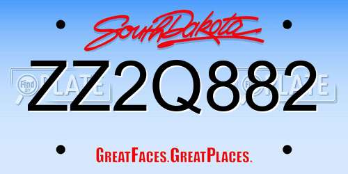 ZZ2Q882 South Dakota License Plate
