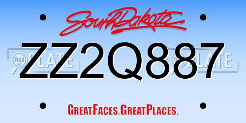 ZZ2Q887 South Dakota License Plate