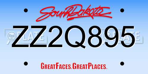 ZZ2Q895 South Dakota License Plate