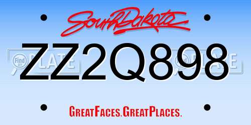 ZZ2Q898 South Dakota License Plate
