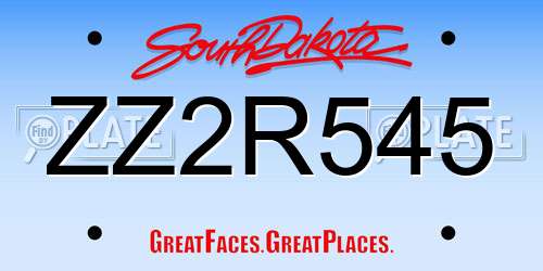 ZZ2R545 South Dakota License Plate