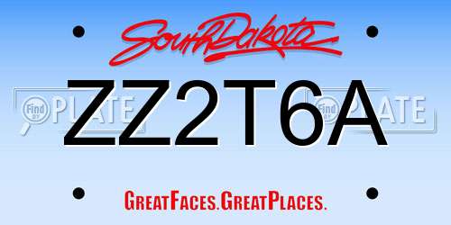 ZZ2T6A South Dakota License Plate