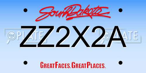 ZZ2X2A South Dakota License Plate