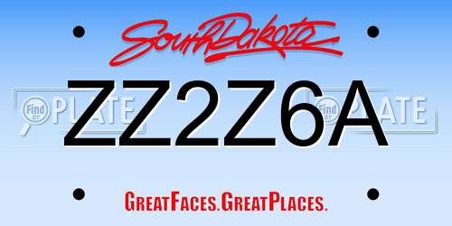ZZ2Z6A South Dakota License Plate