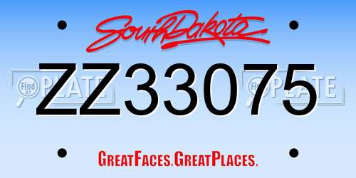 ZZ33075 South Dakota License Plate