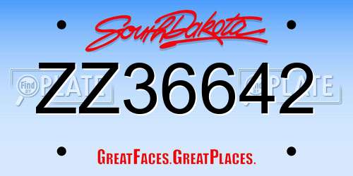 ZZ36642 South Dakota License Plate