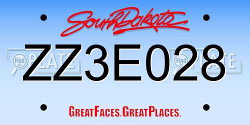 ZZ3E028 South Dakota License Plate