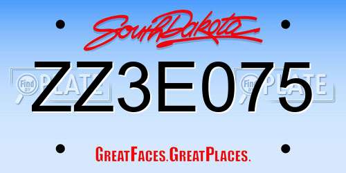 ZZ3E075 South Dakota License Plate
